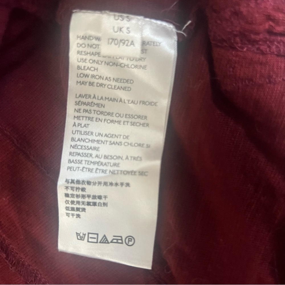 Free People Linen Blend Wine Colored Embroidered Maxi Dress with side slits - Picture 4 of 5